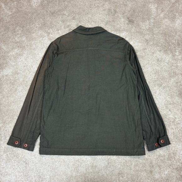 Vintage American Apparel Army Green Button Up Faded Shirt Twill M Made in USA - Picture 3 of 12